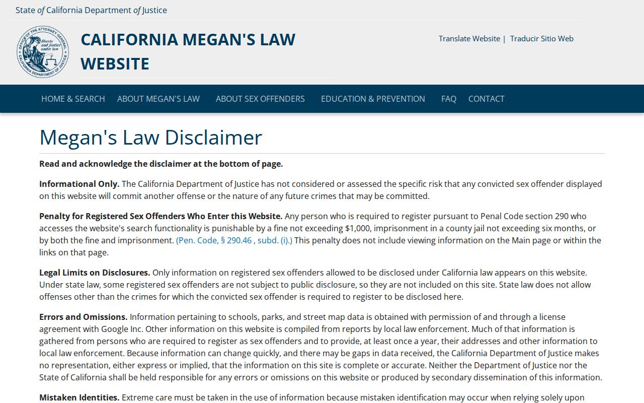 Pico Rivera people directories research through the California Megan's Law disclosure page