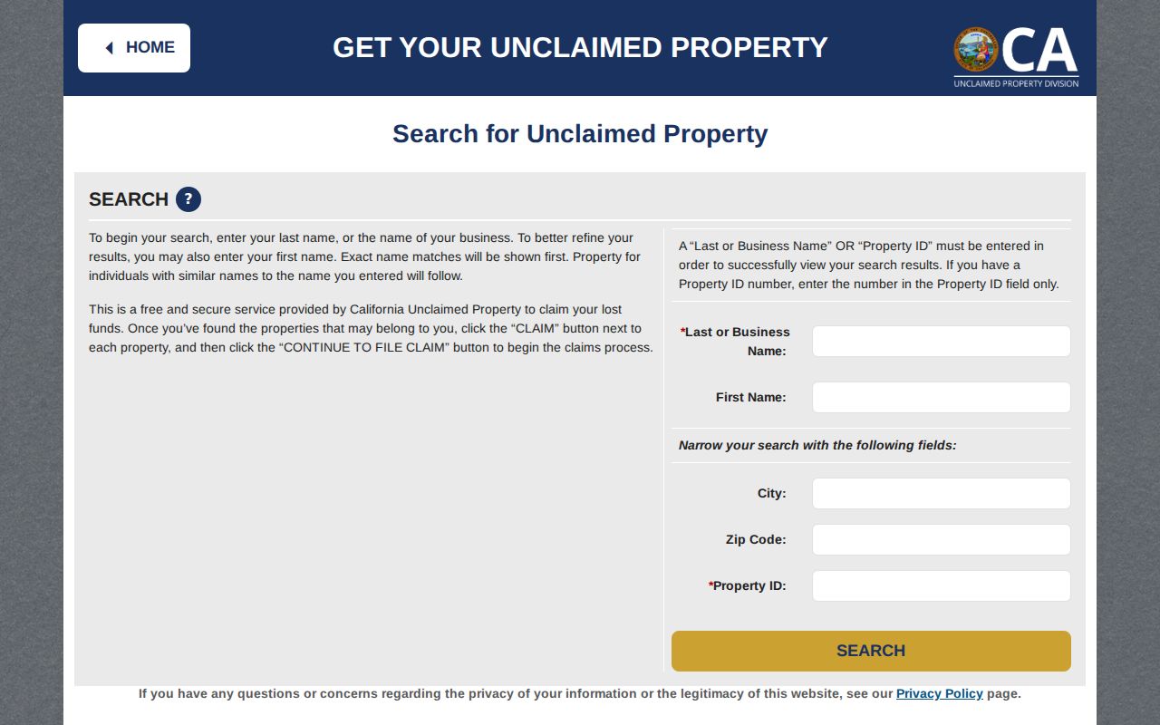 Pico Rivera public records unclaimed property claim search