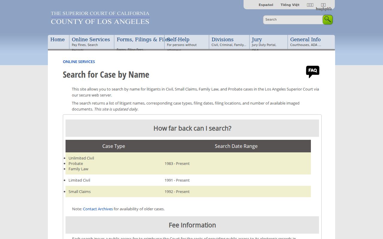 Pico Rivera public records court civil party search